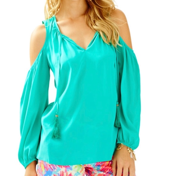 Lilly Pulitzer Tops - Lilly Pulitzer Silk Cold Shoulder Blouse
